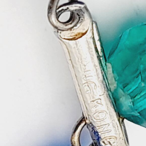 Vintage Hong Kong Early Plastic Two Strand Beaded Necklace, Green Blue Beads - Picture 4 of 10